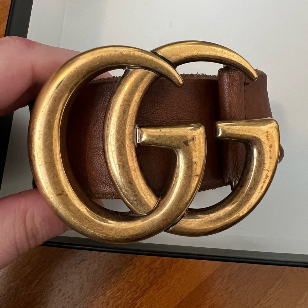 Gucci leather belt with Double G buckle SIZE 75
